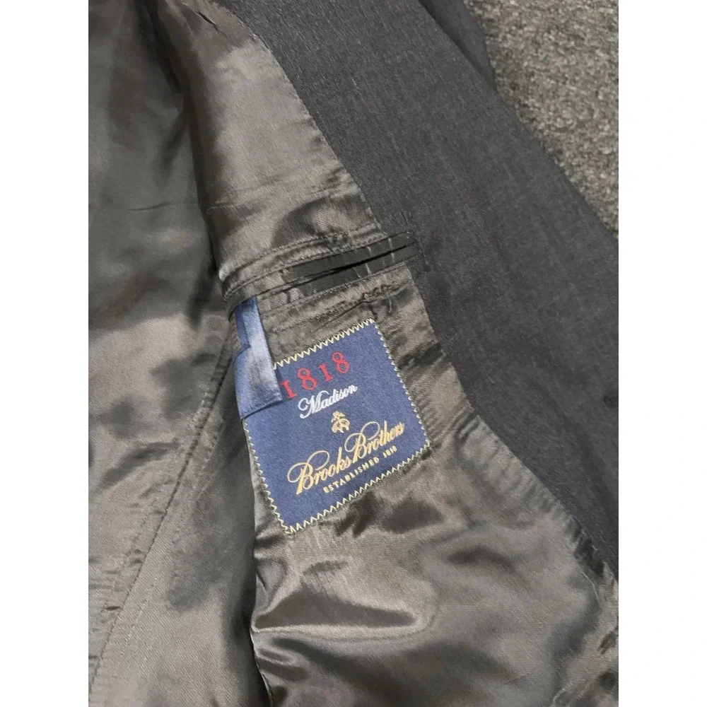 Brooks Brothers Blazer Jacket Men's 40R Gray 1818 Madison Estrato Trabaldo Togna